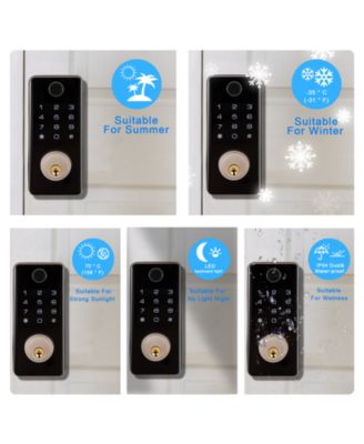 Keyless Smart Lock with Fingerprint, PIN, App & Key Access — Electronic Door Lock, Alexa Compatible, ANSI Certified, IP56 Waterproof