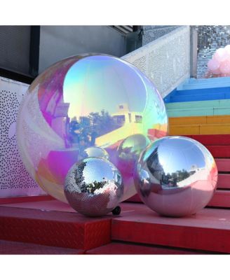 39" Inflatable Mirror Ball Giant Iridescent Large Disco Balloon Decoration for Party Wedding Event Stage Decor