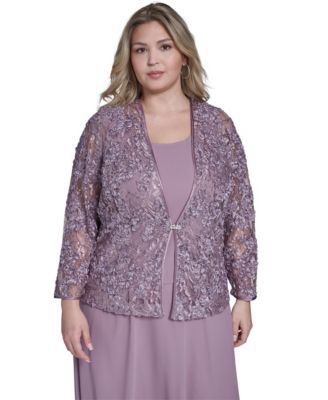 Plus Size Soutache Jacket and Fit & Flare Dress, 2-Piece Set
