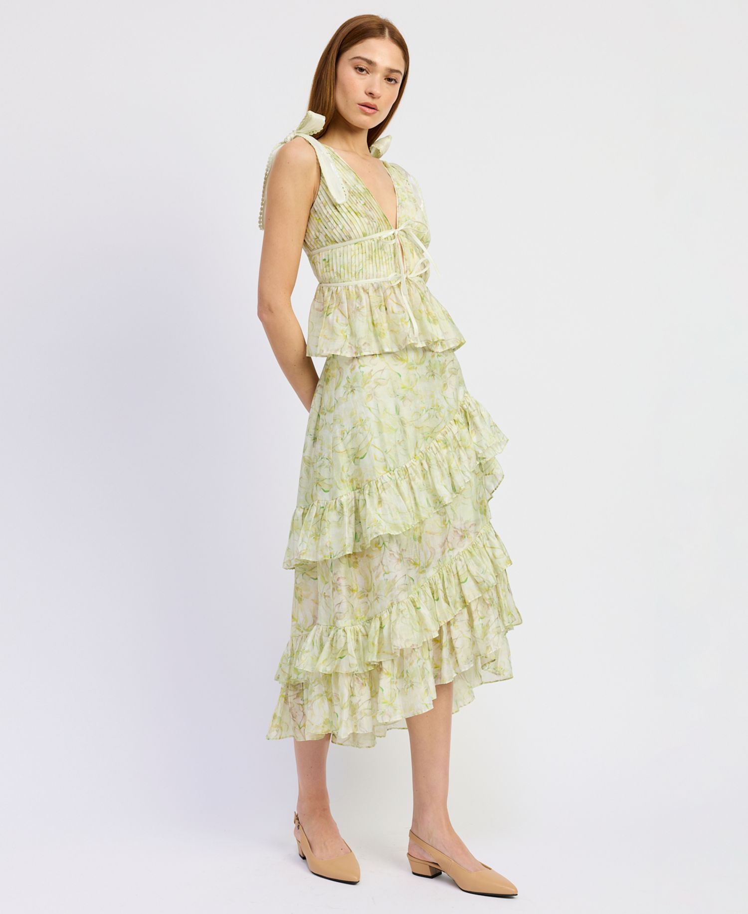 Women's Claire Ruffled Tiered A-Line Midi Skirt