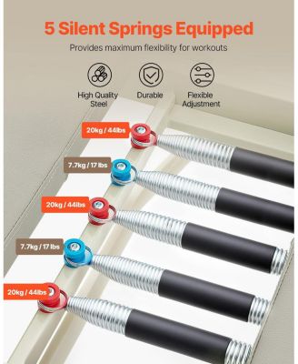 Foldable Pilates Reformer, Dual-Resistance Spring and Cord Reformer for Home Pilates Training, Supports Up to 400 lb