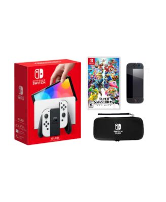 Switch Oled White Bundle With Accessories and Super Smash Bros Game