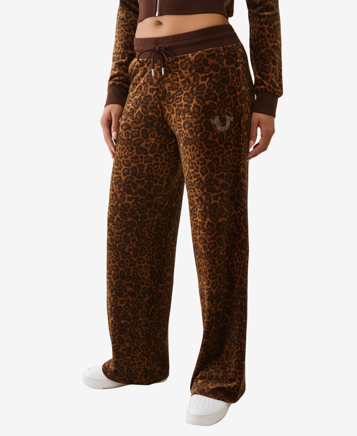 True Religion Women's Crystal Velour Straight Leg Pants