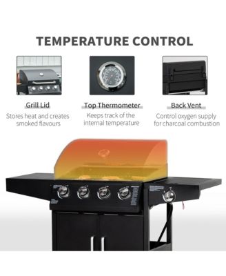 4 Burner Propane Gas Grill with Side Burner,