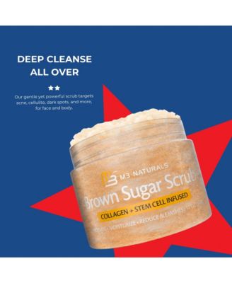 M3 Brown Sugar Body Scrub with Collagen Stem Cell Exfoliating Body Scrubber Face Cleanser 12 oz