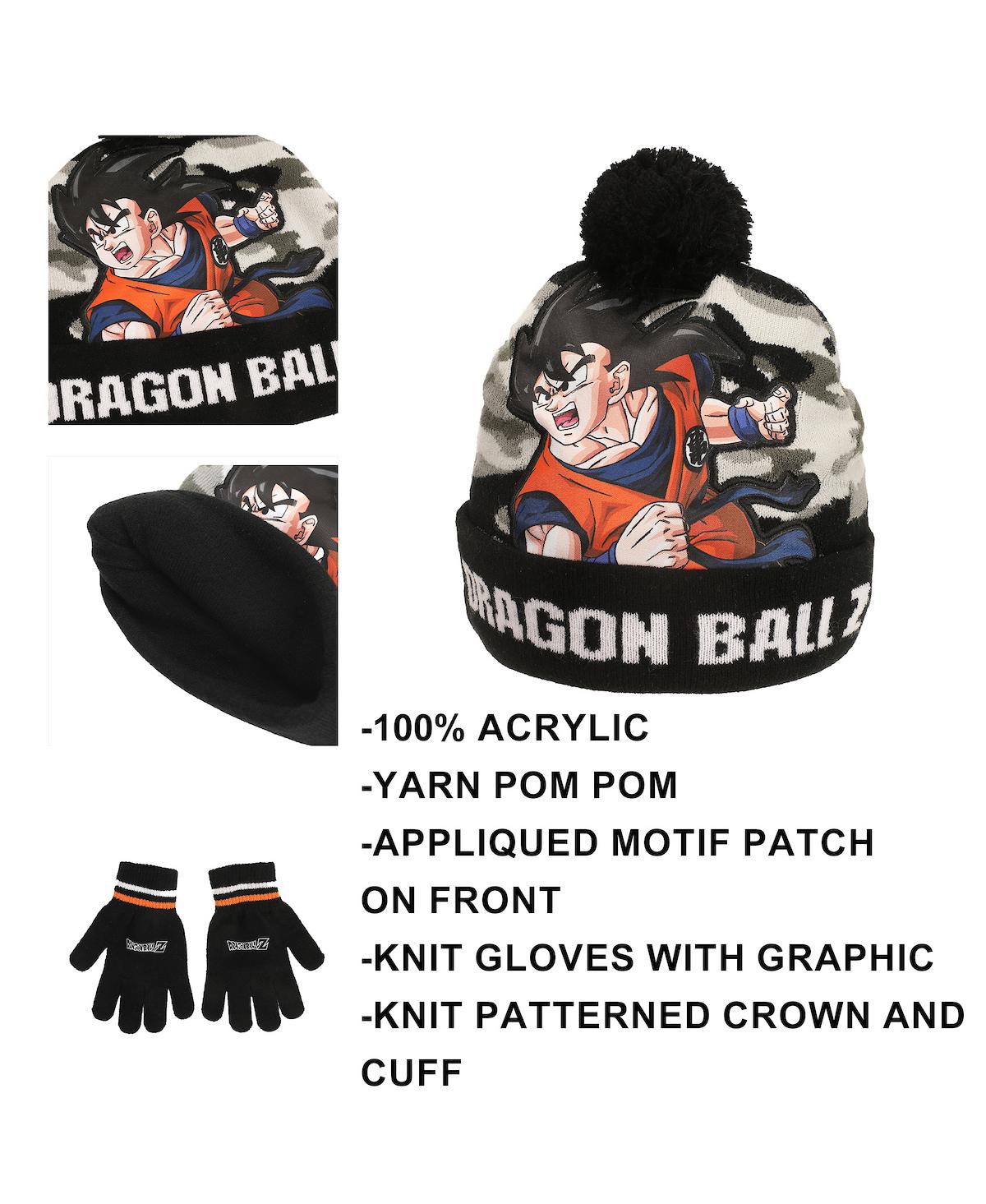 Dragon Ball Z Boys Goku Youth 2-Piece Knit Beanie & Gloves Set