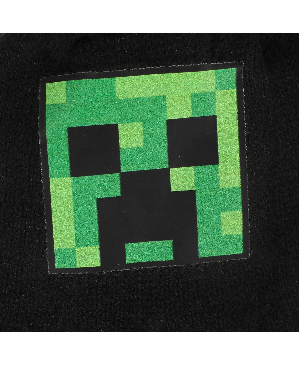 Minecraft Boys Ssss Creeper Black 2-Piece Knit Beanie & Gloves Set