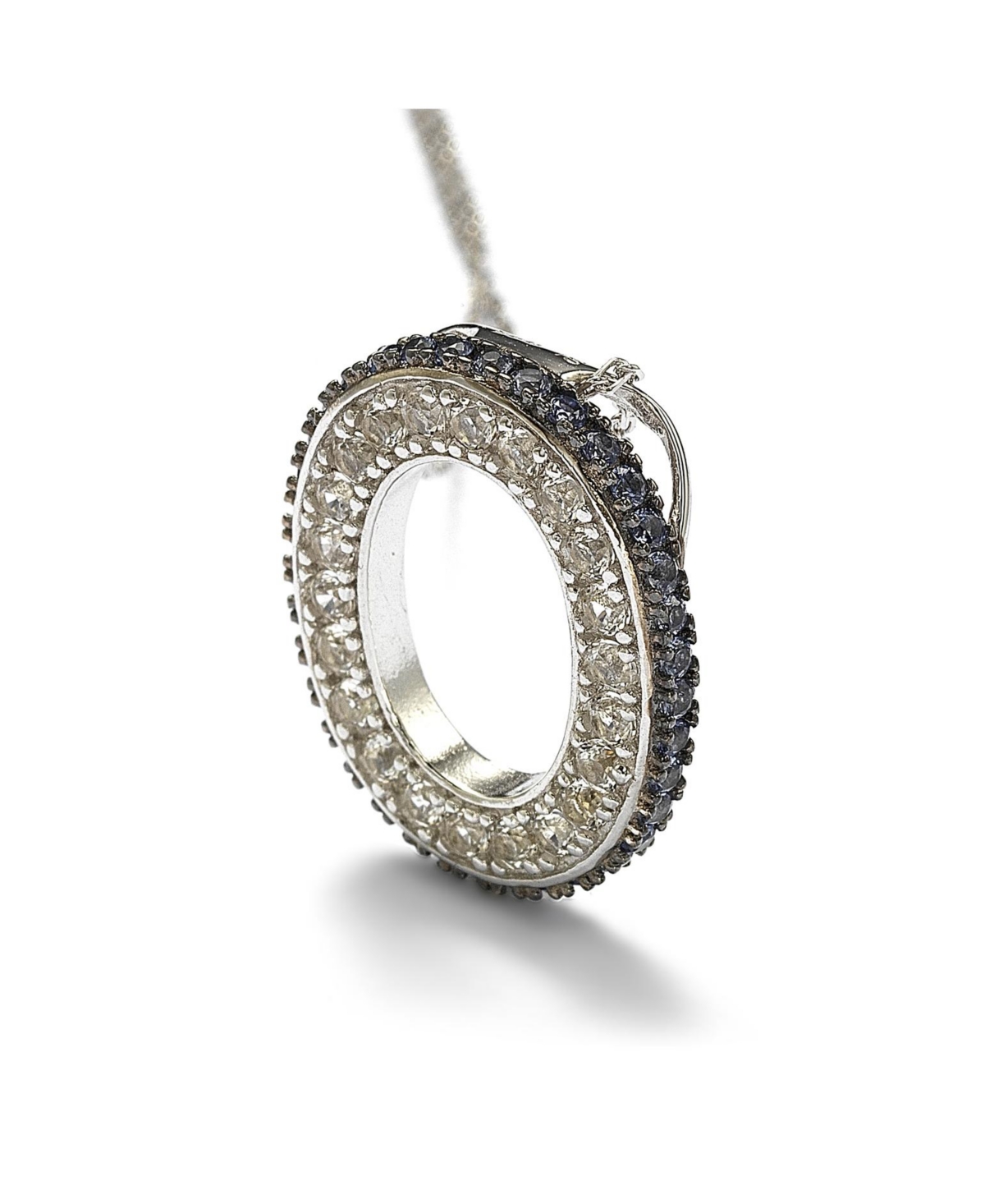 Suzy Levian Sterling Silver Sapphire 3-d Letter "O" Initial Pendant