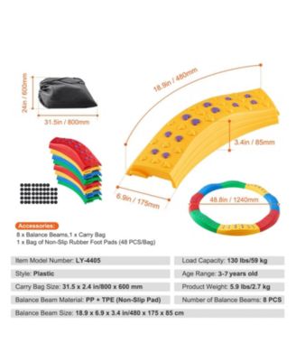 Kids Montessori Balance Beam Set with Non Slip Stepping Boards and Storage Bag