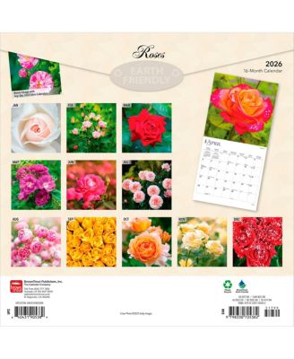 Roses | 2026 12 x 24 Inch (Hanging) Monthly Square Wall Calendar | Plastic-Free