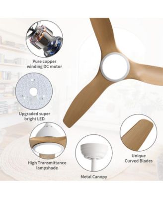 52-inch Modern White 3-Blade Ceiling Fan with LED Light and Remote Control