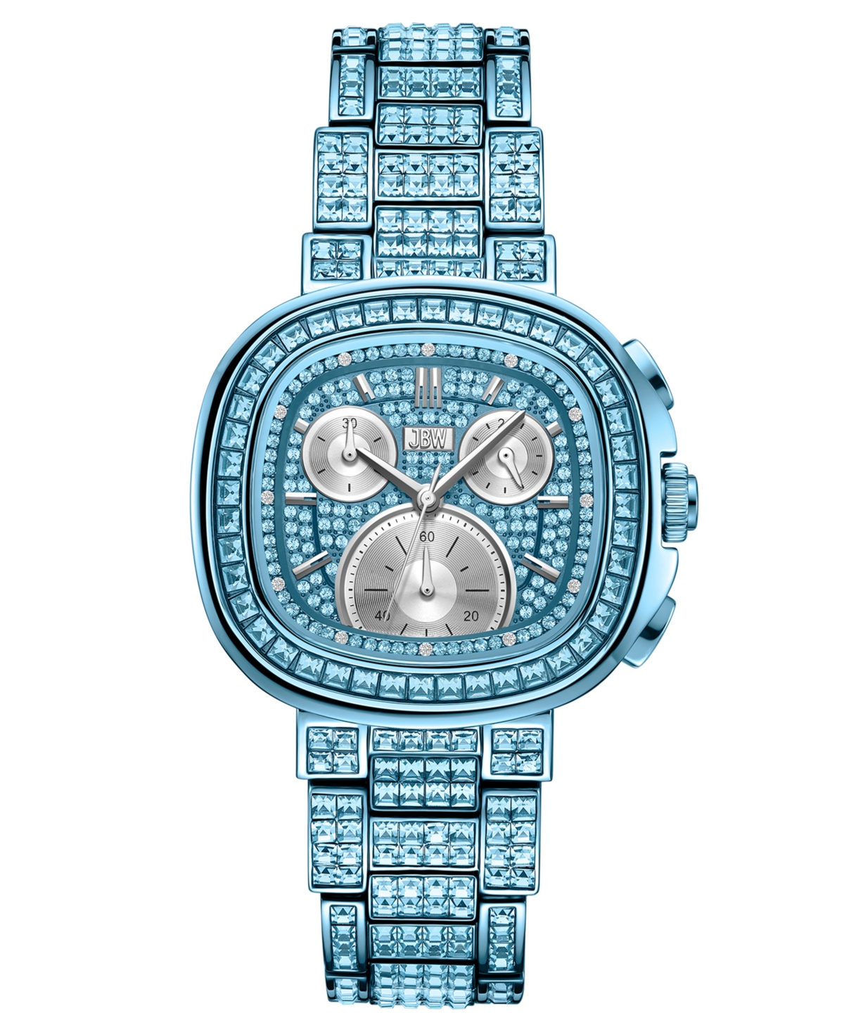 Jbw Women's Reserve Coast Crystal Diamond (0.06 ct. t.w.) Japan Chronograph Aquamarine Stainless Steel Watch, 39mm