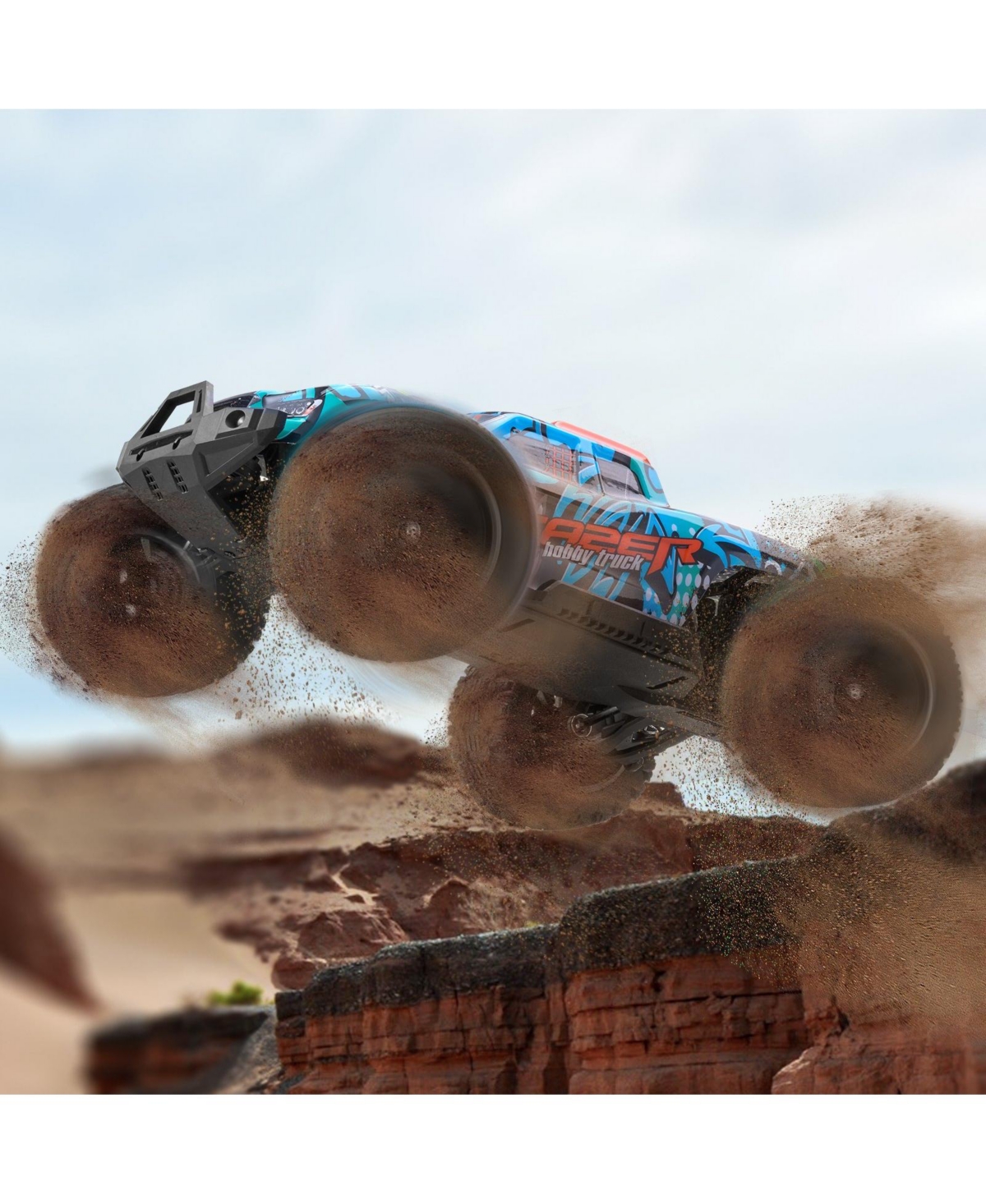 Mecale Rc Car 1:14, 4WD Off-Road Truck with Extra Shell, 45° Wheelie, Adjustable Speed, 42 km/h Hobby Racing Car for Kids 8+.