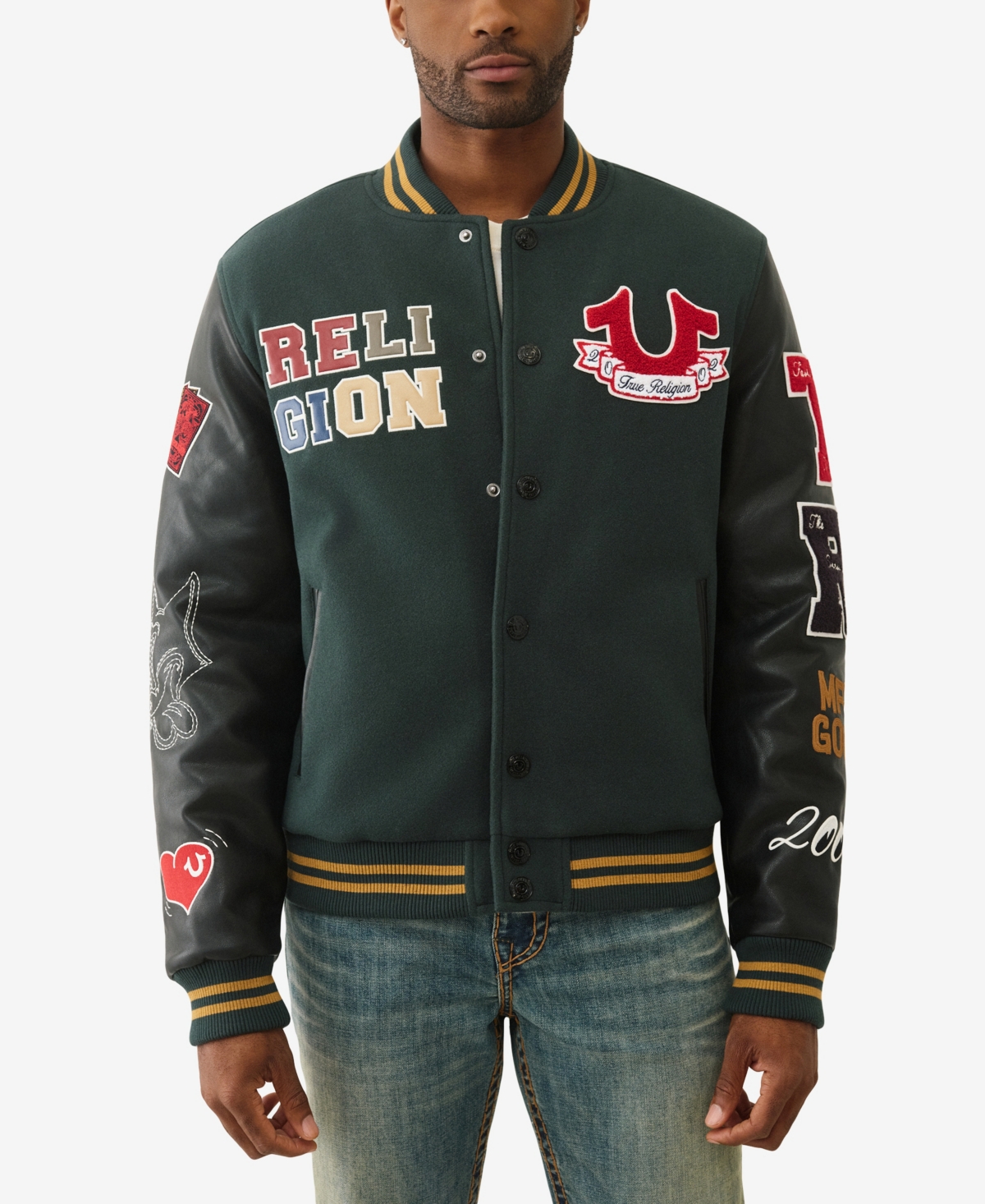 True Religion Men's Cat Lover Varsity Jacket