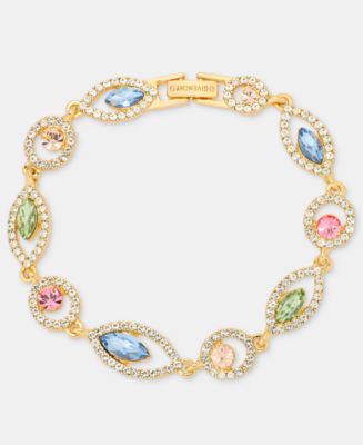 Givenchy Rhodium Glass Stone Silver-Tone Flex Bracelet - Macy's