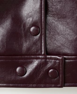 Women's Fur-Effect Collar Faux-Leather Jacket