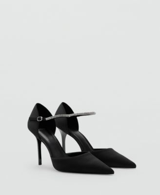 MANGO - Women's Rhinestones Strappy Heeled Shoes