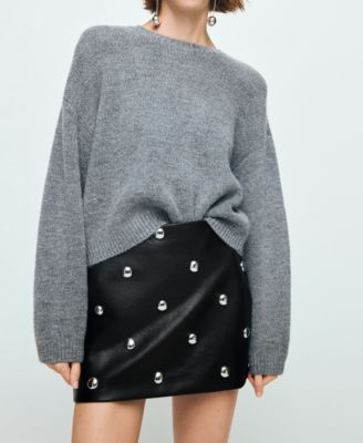 Women's Studded Faux-Leather Skirt