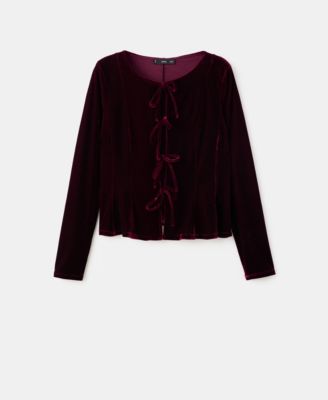 Women's Bows Velvet Blouse