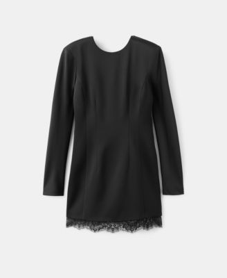 Women's Lace Trim Hem Open-Back Dress