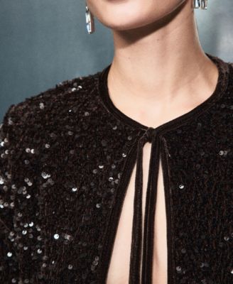 Women's Sequins And Bow Velvet Jacket