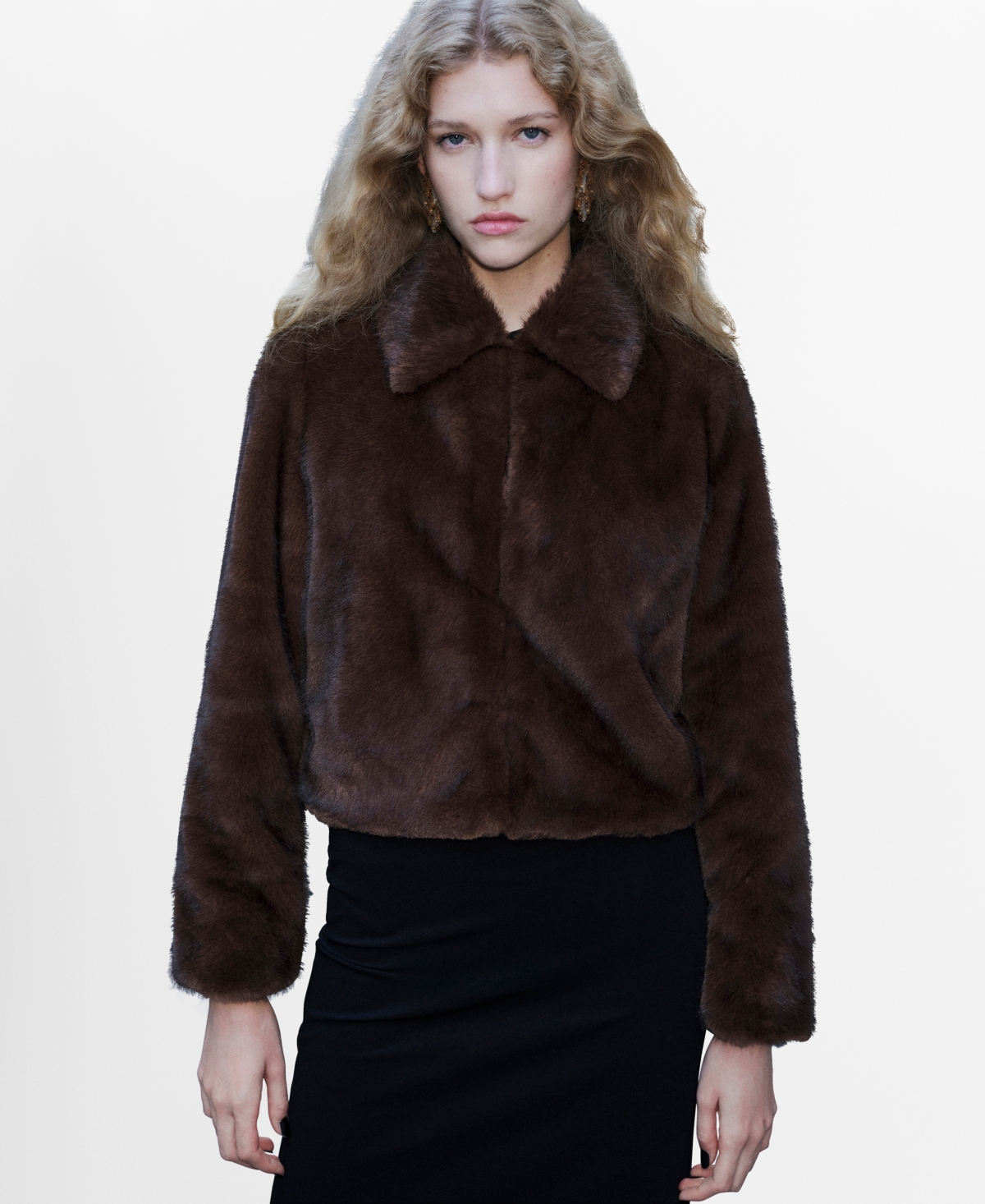 Mango Women's Lapels Faux-Fur Jacket