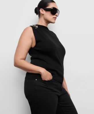 Women's Metallic Flower Knitted Top