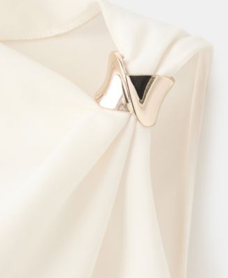 Women's Metallic Detail Asymmetrical Blouse