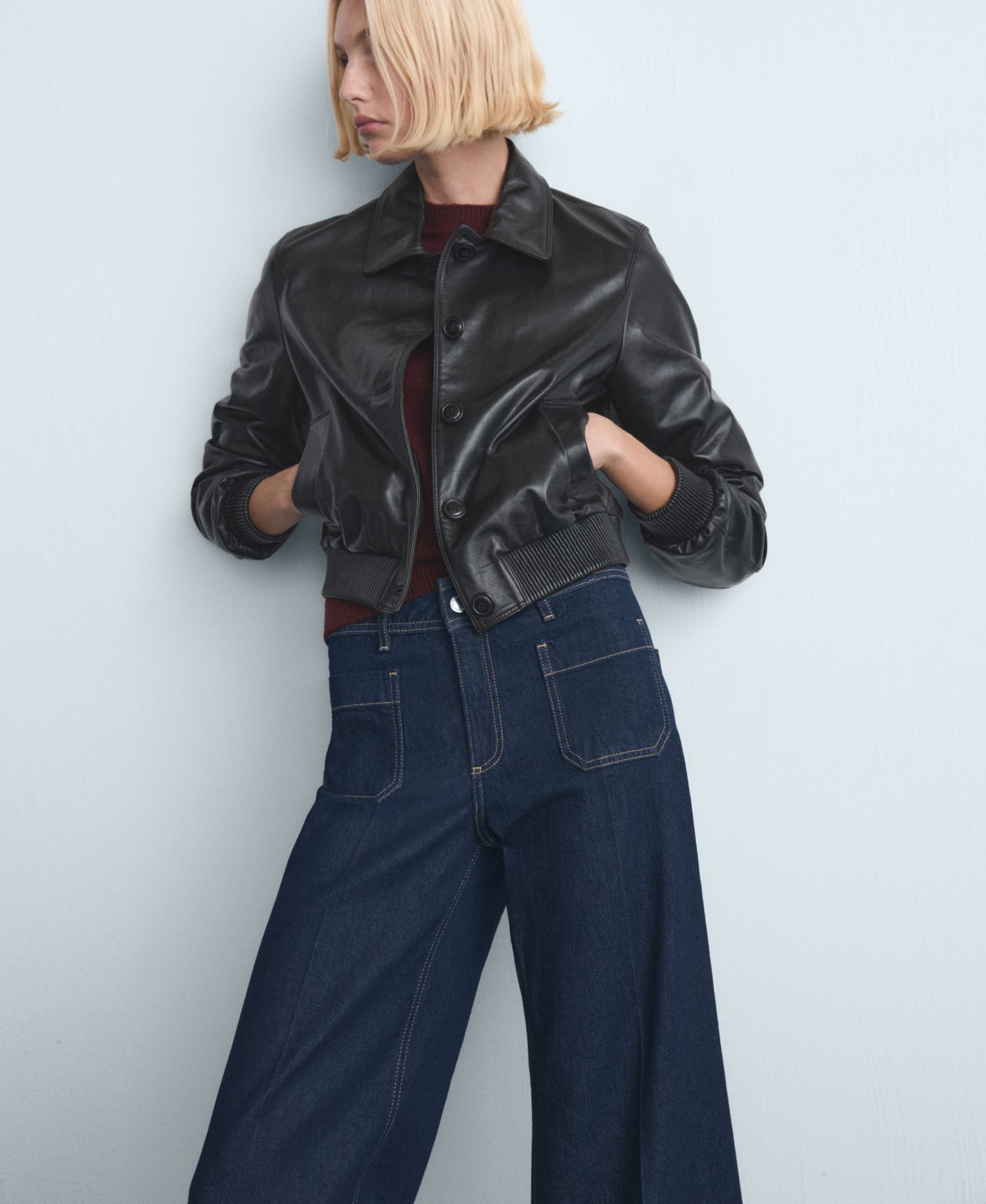 Women's Pockets Wide-Leg Jeans