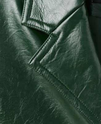 Women's Long Faux-Leather Coat