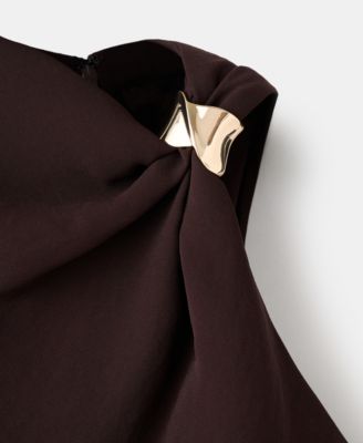 Women's Asymmetrical Neck And Metallic Detail Dress