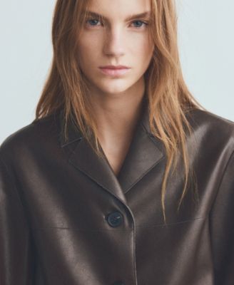 Women's Pockets Faux-Leather Jacket