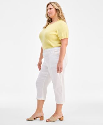 Plus Size Seam Utility Capri Pants