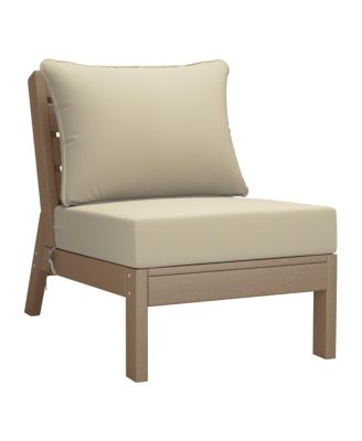 Outdoor Patio HDPE Weathered Wood Sectional Sofa with Patio Cushions