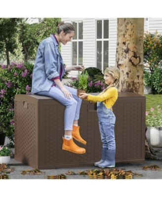 120-Gallon Outdoor Storage Box with Waterproof Lockable Design, Durable Deck Organizer for Patio Furniture, Packages and Garden Tools