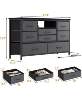 Modern 8-Drawer Dresser TV Stand with RGB LED Lighting, Power Outlet & USB Ports – Fits 55" TVs, Versatile Storage