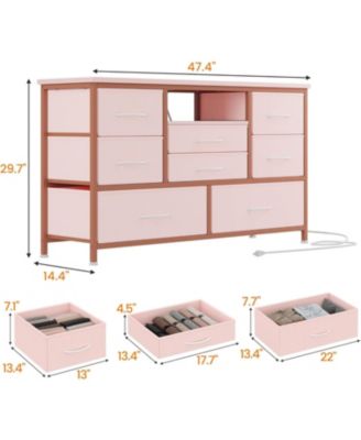 Modern 8-Drawer Dresser TV Stand with RGB LED Lighting, Power Outlet & USB Ports – Fits 55" TVs, Versatile Storage