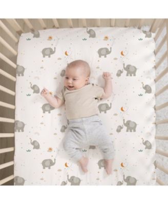 Baby Crib Bedding Set Girls, Elephant Whimsy, 3 Pieces
