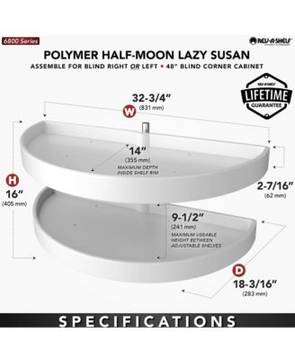 33" Lazy Susan Half-Moon Polymer Two-Tier Blind Cabinet 6882-33-11-570