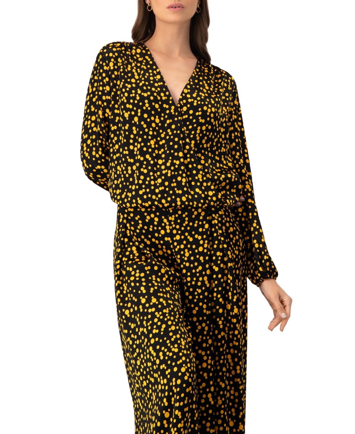 Ivonne Women's Polka Dot Straight Blouse