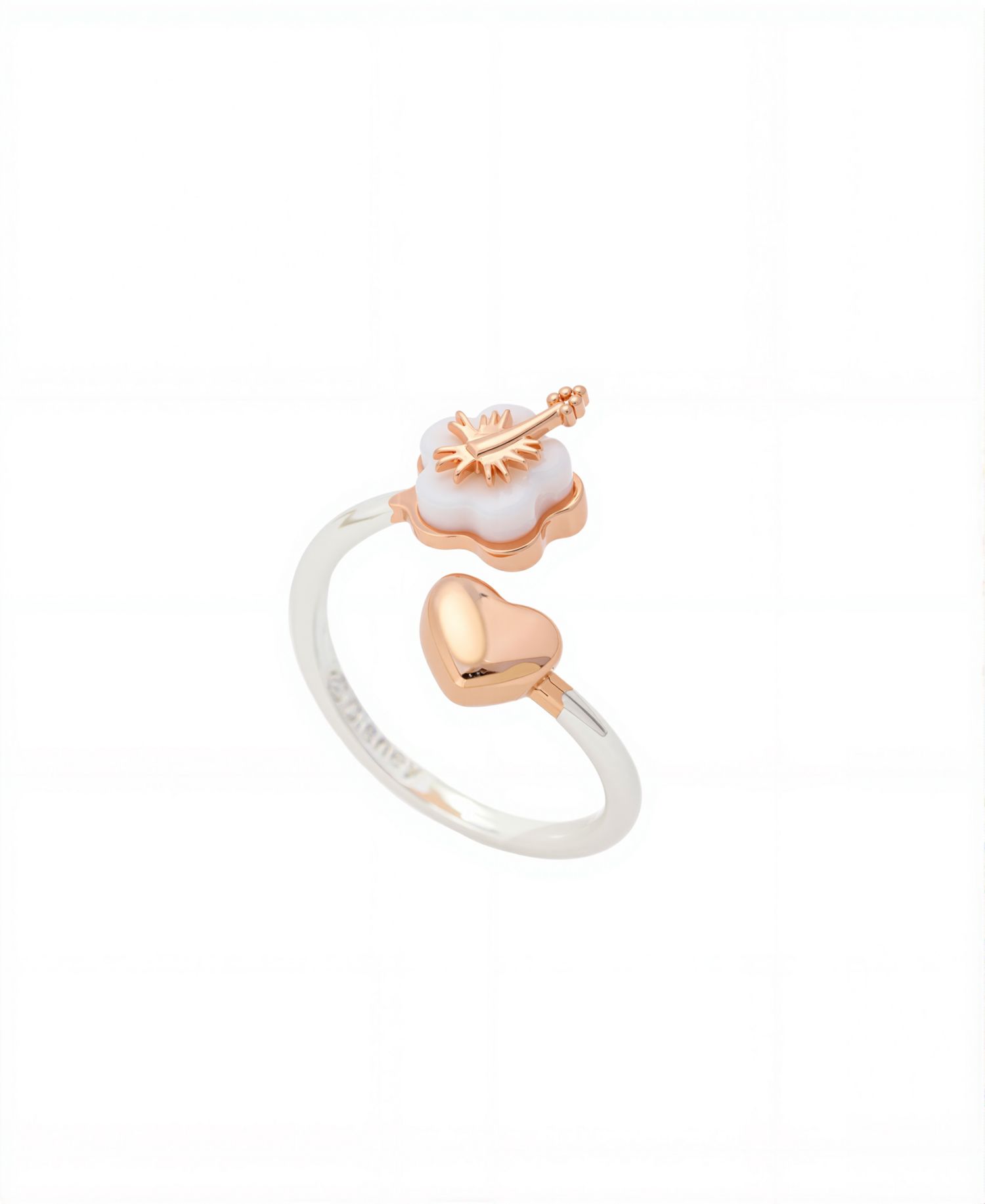 Lilo Stitch Rose Gold Heart Bypass Ring