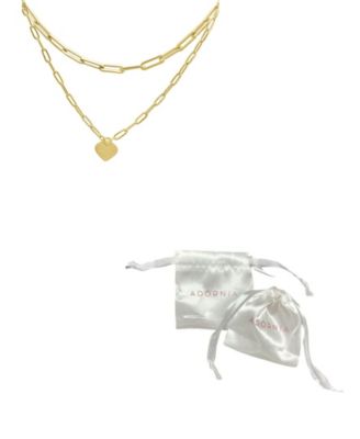 Layered Paper Clip Chain Heart Pendant Necklace