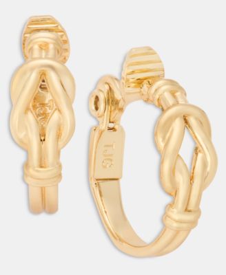 Knotted Style Small Hoop Clip-On Earrings, 0.8"