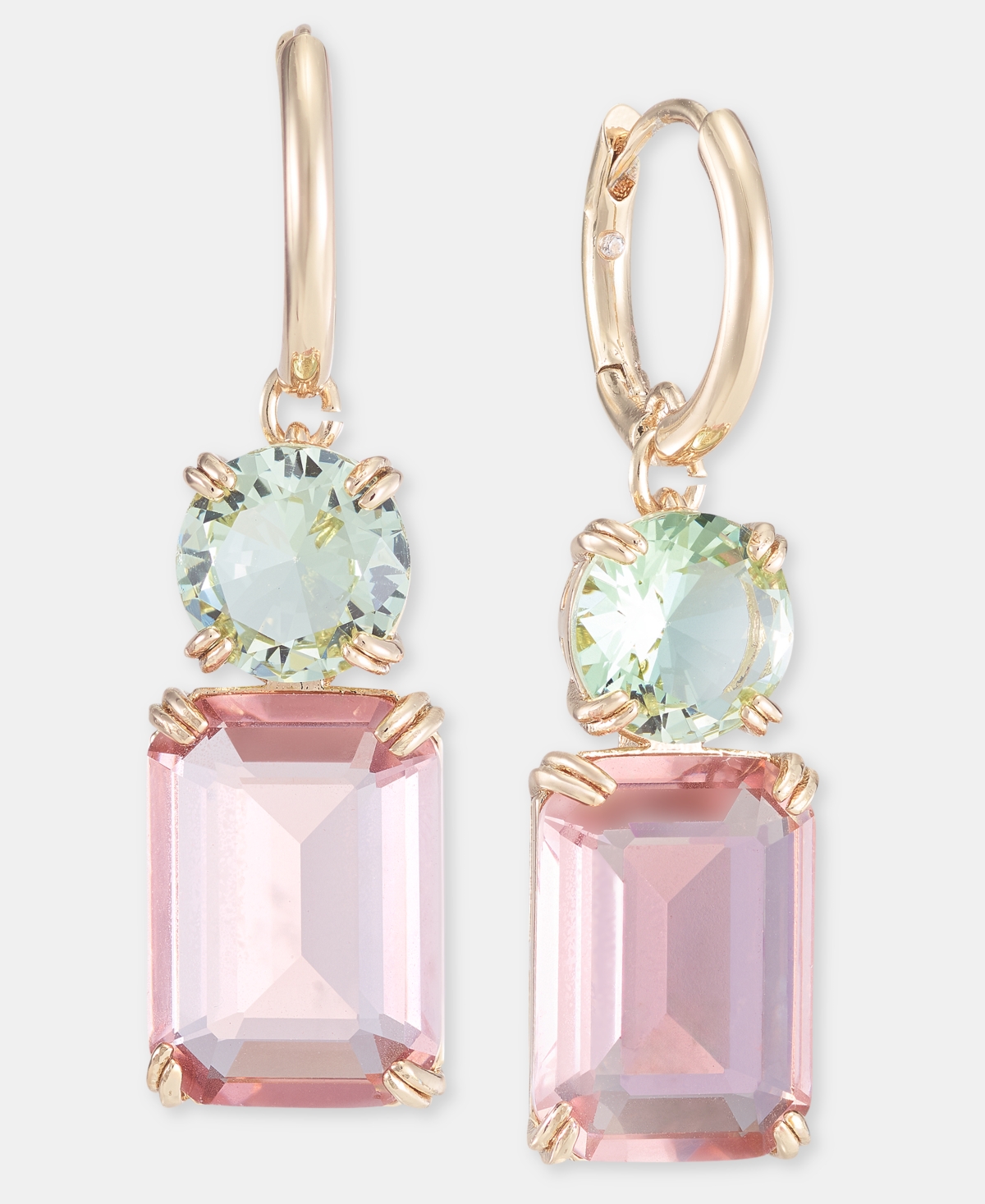Lauren Ralph Gold-Tone Glass Stone Mixed Cut Drop Earrings