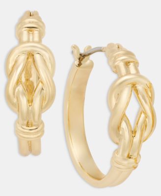 Knotted Style Small Hoop Earrings, 0.8"