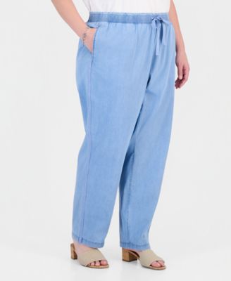 Size Tie-Waist Wide-Leg Pants