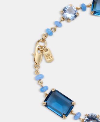 Gold-Tone Mixed Cut Stone Chain Link Bracelet