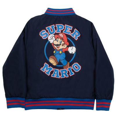 Boys Super Bros Zip-Up Varsity Bomber Jacket
