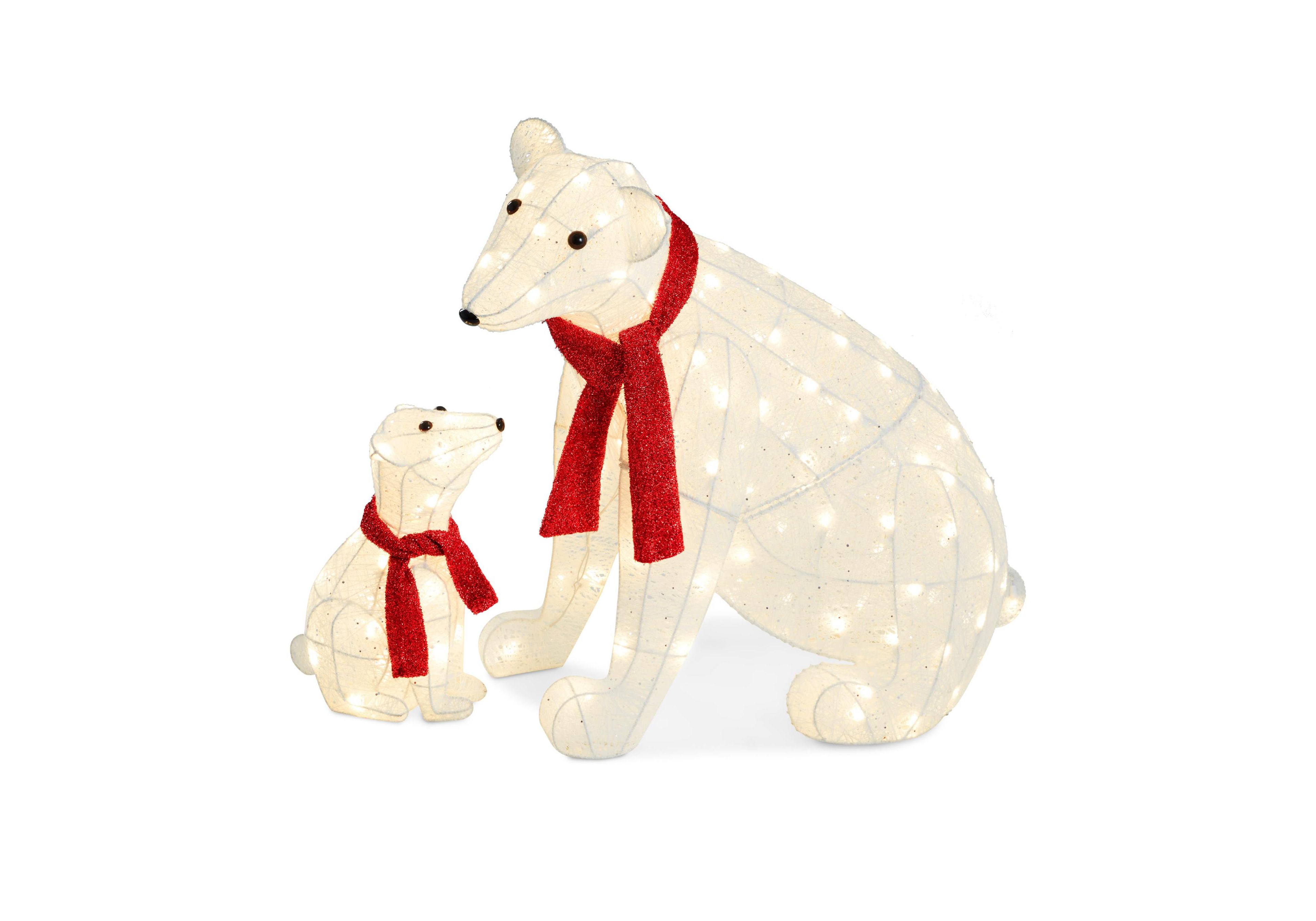 Best Choice Products Large Lighted Polar Bear Family w/ 145 Pre-Strung Led Lights, Zip Ties, Ground Stakes - Red/White