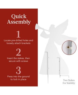 3ft Set of 2 Christmas Angel Yard Decorations w/ Weather-Resistant PVC, 4 Stakes